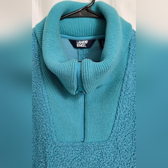 Lands' End Teal Fleece Pullover - Picture 4 of 8